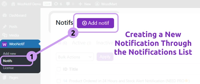 How to create new notification in woonotif | WooNotif | Woo Plugins