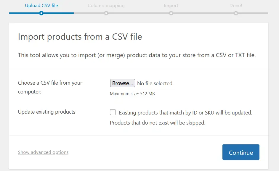 Importing Products for Stock Updates