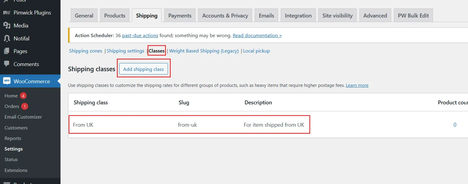 Add Shipping Class in WooCommerce